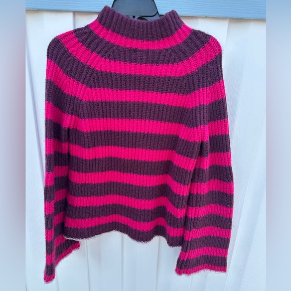 Anthropologie Red and Black Striped Turtleneck Sweater - Picture 7 of 7